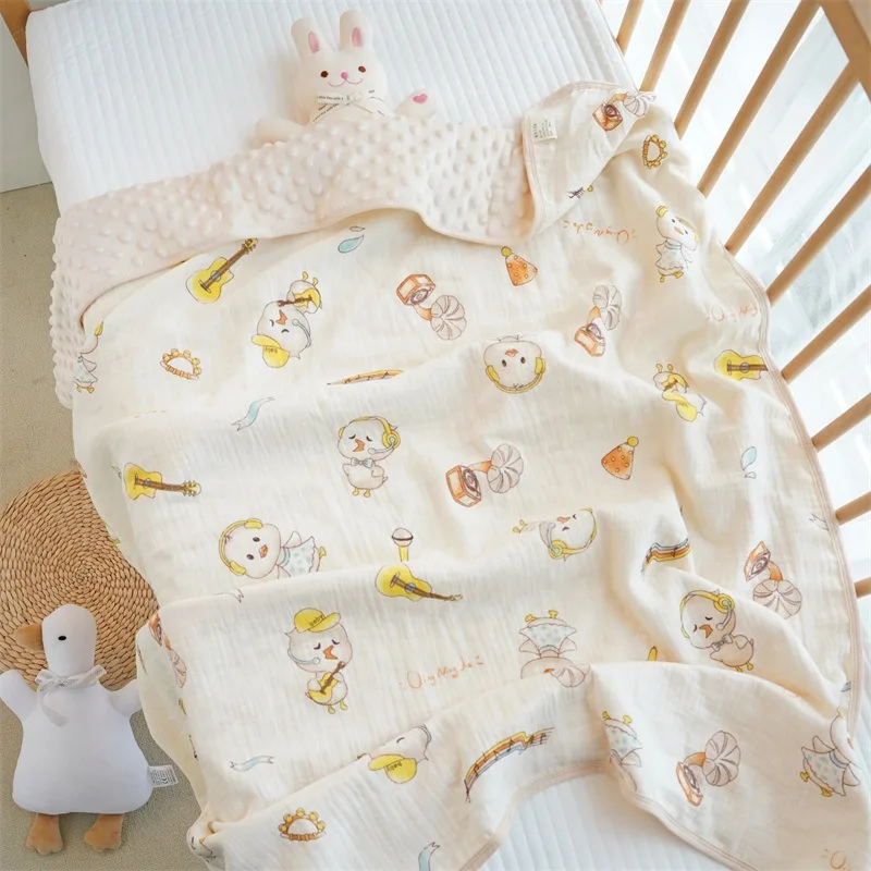 Kangobaby #My Soft Life# New Autumn Winter Muslin Cotton Bubble Fleece Baby Swaddle Blanket Newborn Bath Towel Infant Quilt