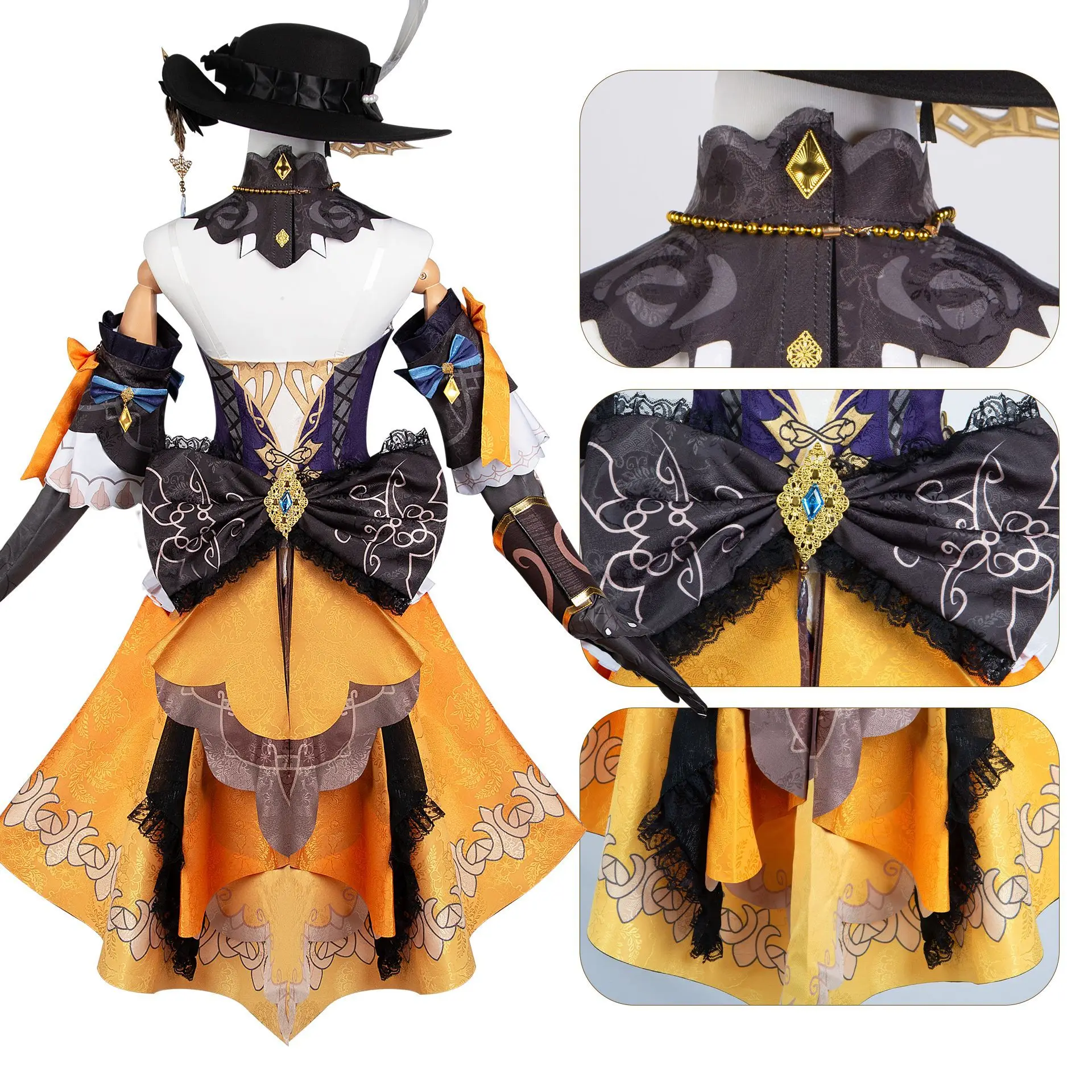 Genshin Impact Fontaine Navia Parrucca Cosplay personalizzata Scarpe Stile nobile Abito Lolita Cappello Uniforme Halloween Donna Abiti da donna