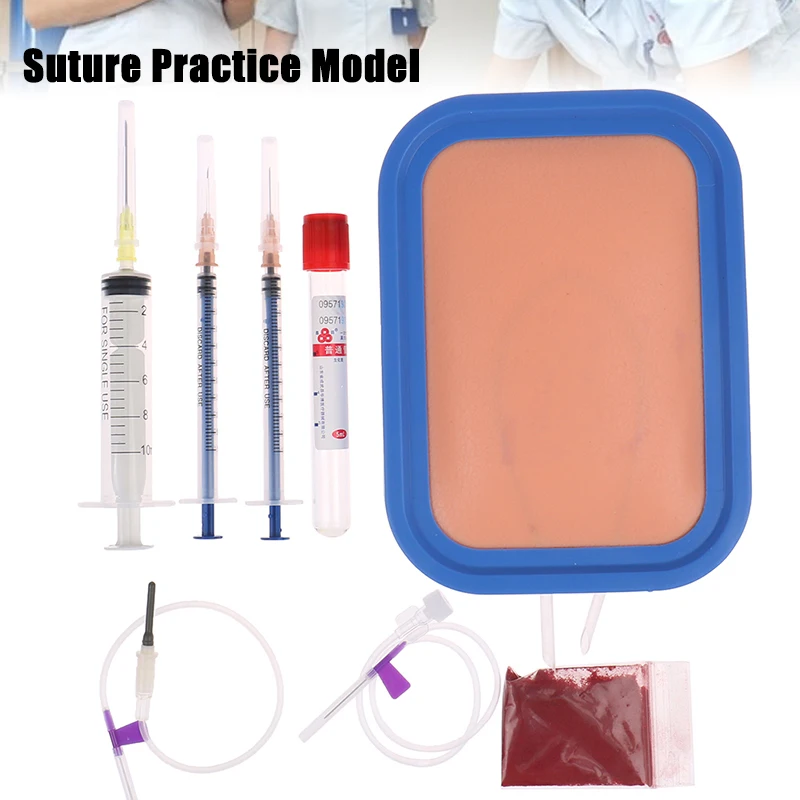 Venipuncture IV Injection Training Pad Silicone Human Skin Suture Training Model