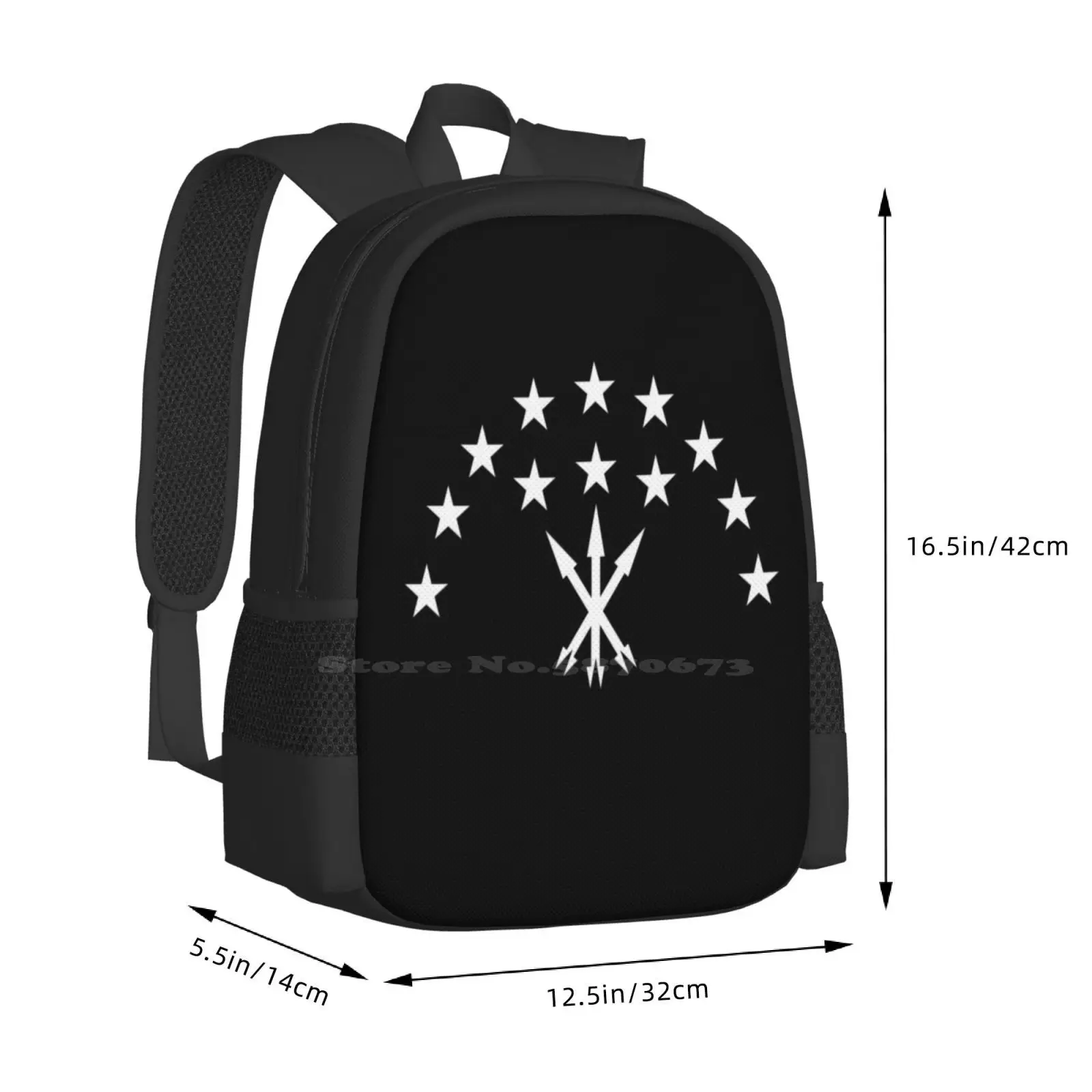 Black Circassian Flag Pattern Design Bag zaino per studenti Black Adyghe Adiga Kavkaz Russia Logo Flags siria turchia Maykop