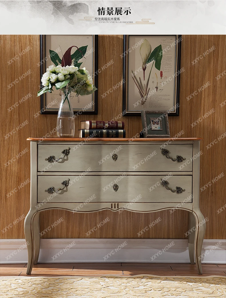 

Entrance table storage drawer Simple retro wind cabinet Two pumps against the wall