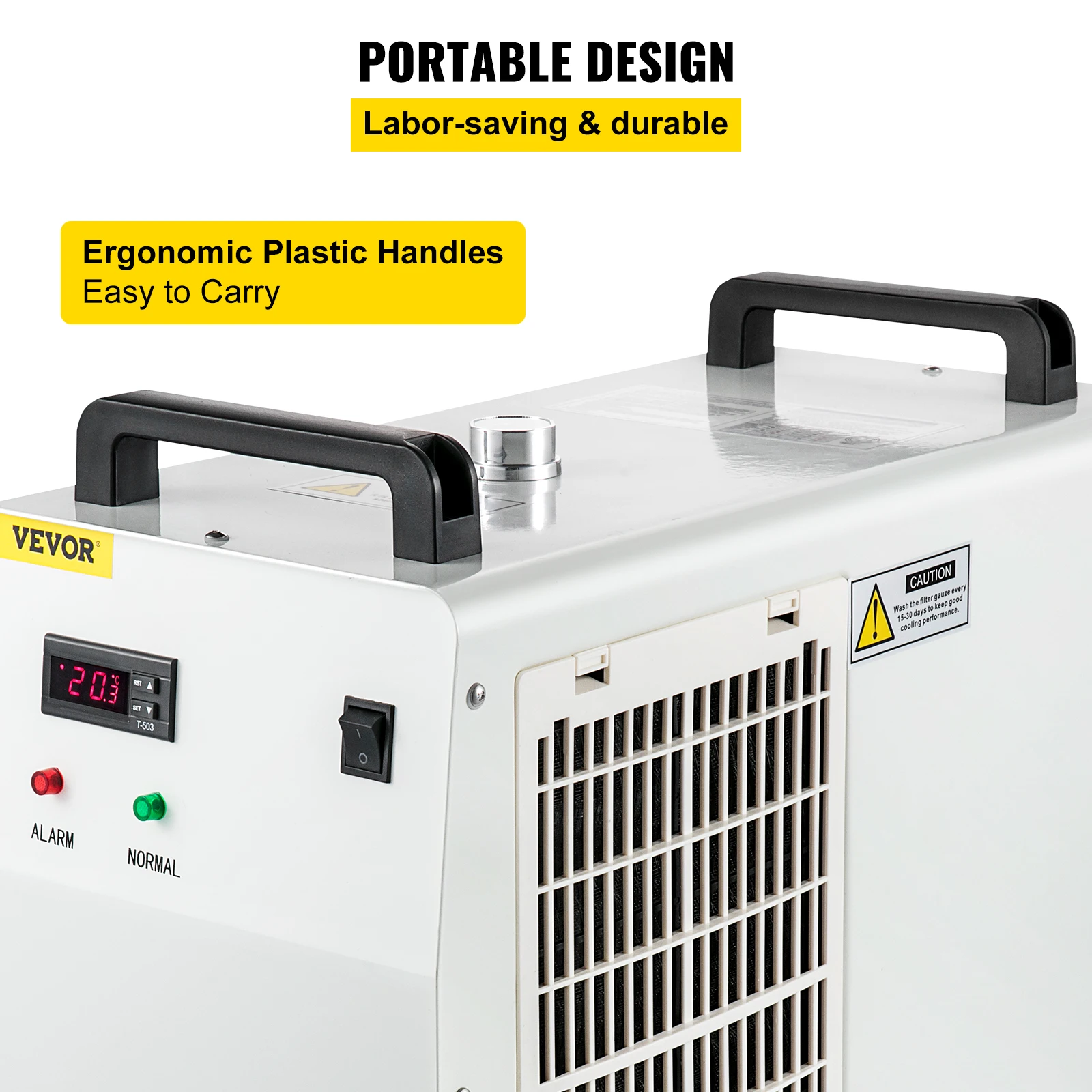 VEVOR Refrigeratore dell'Acqua Industriale, DZ5200LS-QX 1,4 kW 220 V Capacità 6 L Macchina per Raffreddamento d'Acqua per Raffreddare Un Tubo Laser in Vetro CO2 della Macchina per Incisione e Taglio