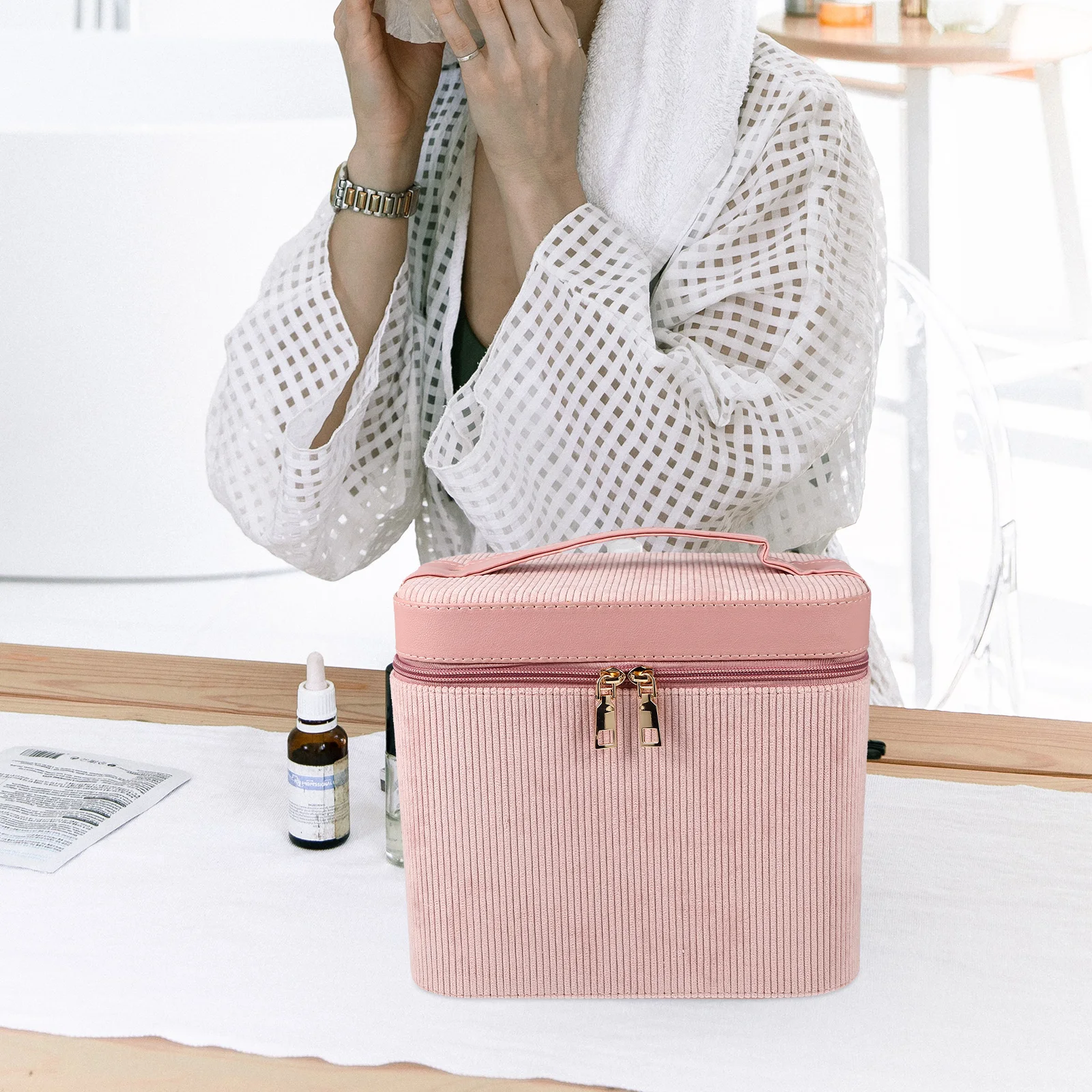 

Case Pink Storage Large Capacity Toiletry Travel Women Hanging Makeup ganizer Cosmetics Storage Bag Personal Care Bag