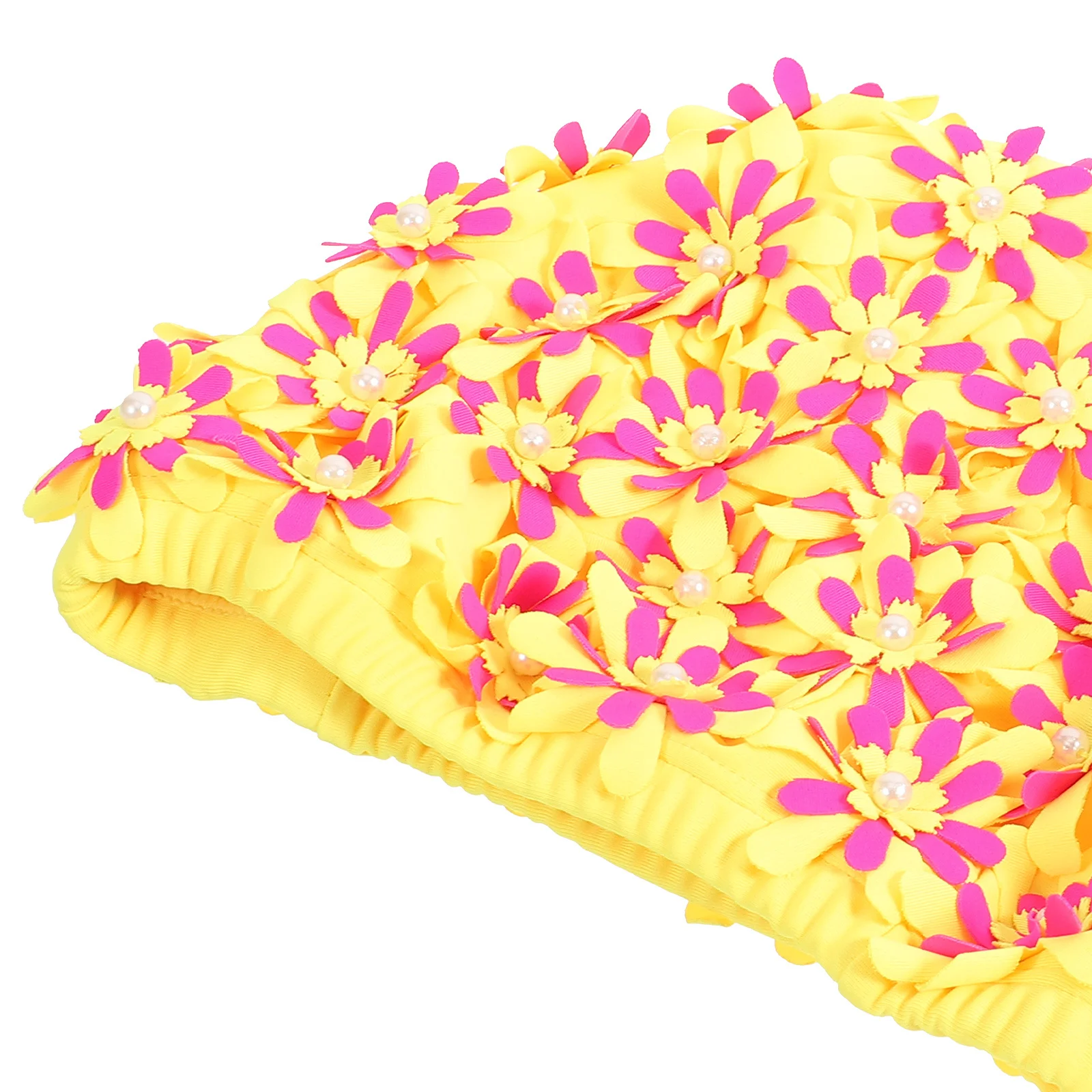 

Flower Swimming Cap Waterproof Brocade Material Soft Elastic Durable Swimming Hat Women Hair Protection Swim Caps for Women