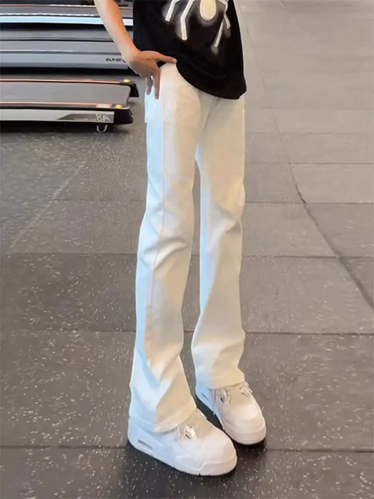 

White American Sle Knife Jeans Men's Summer High Street Slim Fit Elastic Narrow Version Bell Bot Youth Faion