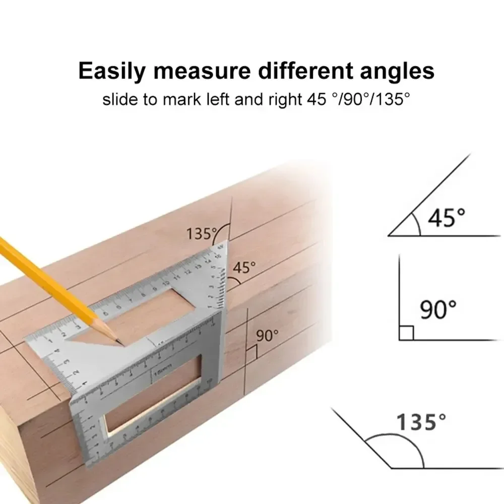 T-Type Woodworking Gauge Ruler 45 90 Degree Gauge Rule Measurement Tool Carpentry Scribe Mark Line Measuring Multifunction Ruler