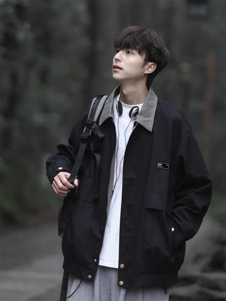 

y Sle Men's Jaet Spring Autumn Trendy Brand Haome High-End Workwear Jaet for Teenage Boys Casual Outerwear