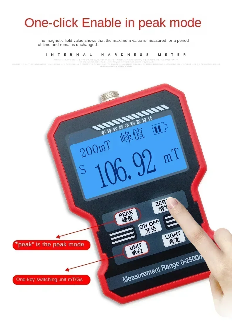 KT-101 Gauss Meter Alat Deteksi Magnetik Medan Magnet Alat Ukur Magnetik Genggam Digital Tesla Meter
