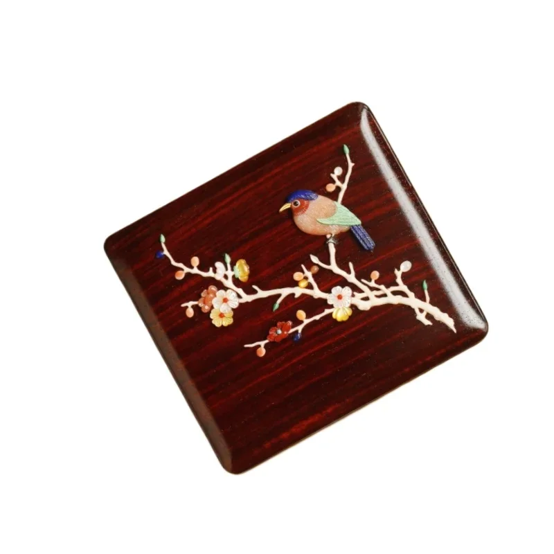 

Indian lobular red sandalwood square box bracelet box four-sided buckle box Baibao inlaid jewelry for daughter's wedding gift