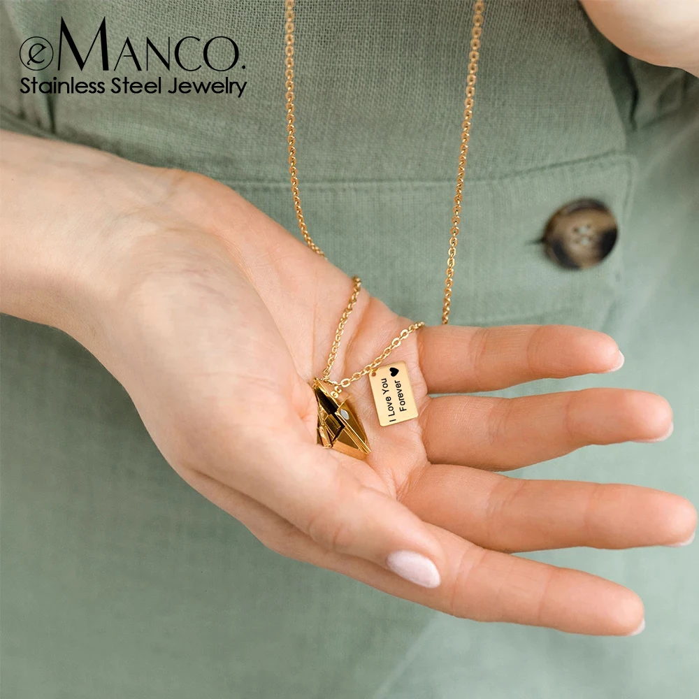 

eManco индивидуальный конверт с любовным письмом, кулон из нержавеющей стали, ожерелье, ювелирное изделие, исповедь, подарок на День матери на День святого Валентина