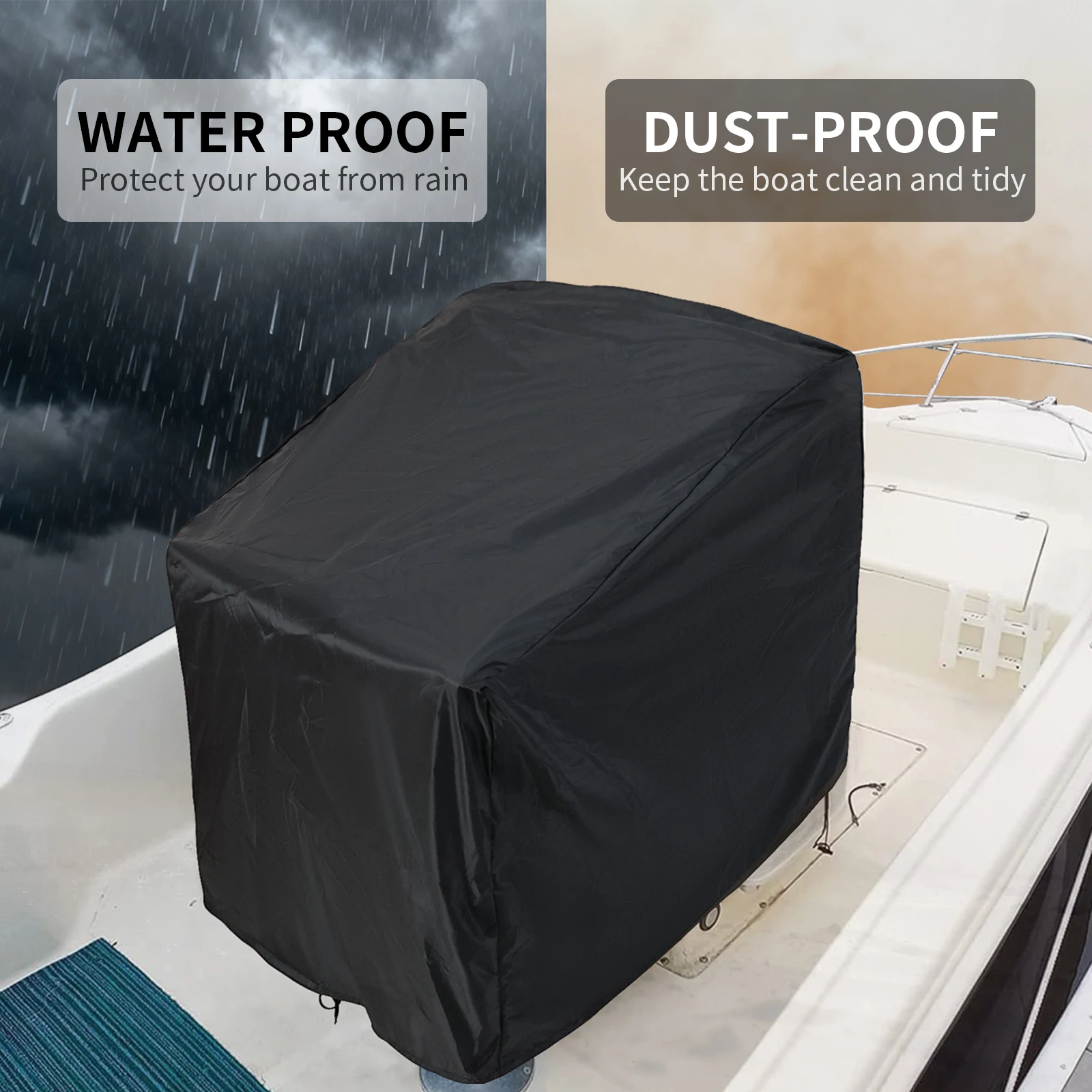 KOETSU 420D Thickened Wear-Resistant Marine Console Cover Full Cover Suitable for Motorboats and Speedboats Black