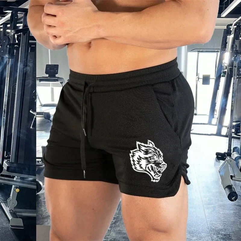 Wolf Head Men\'s Leisure Sports Shorts Elastic Beach Shorts Running Gym Sports New Three Quarter Pants Summer Fashion M-3XL