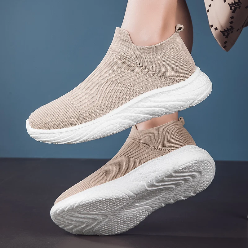 Breathable Casual Shoes Women Men Sneakers Outdoor Running Shoes Low Top Sock Shoes Slip on Soft Sole Lightweight Size 36-45