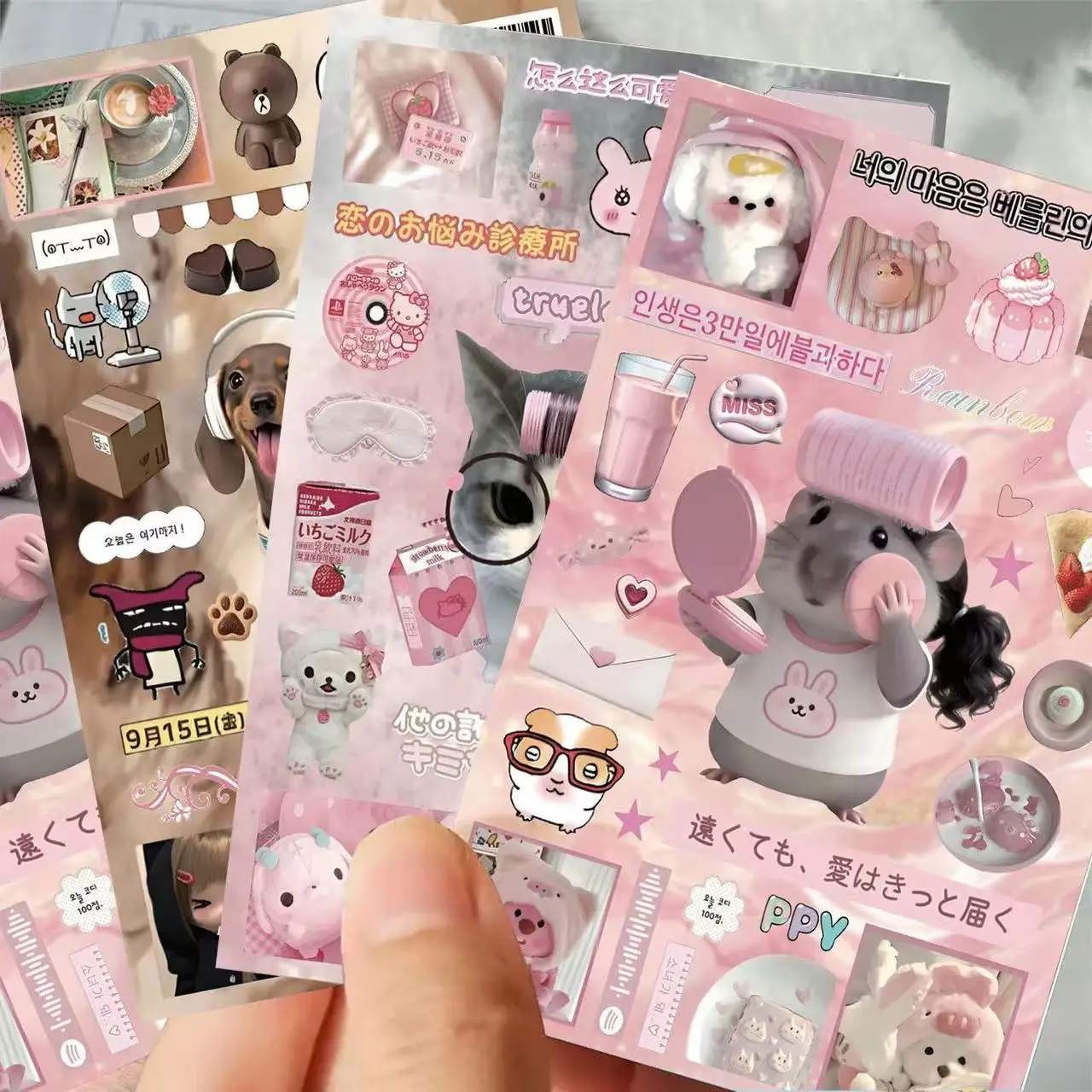 Korean Ins Style Coffee Theme Die Cut Stickers, Aesthetic Healing Bear Stickers, Popular Decorative Stickers for Phone Case