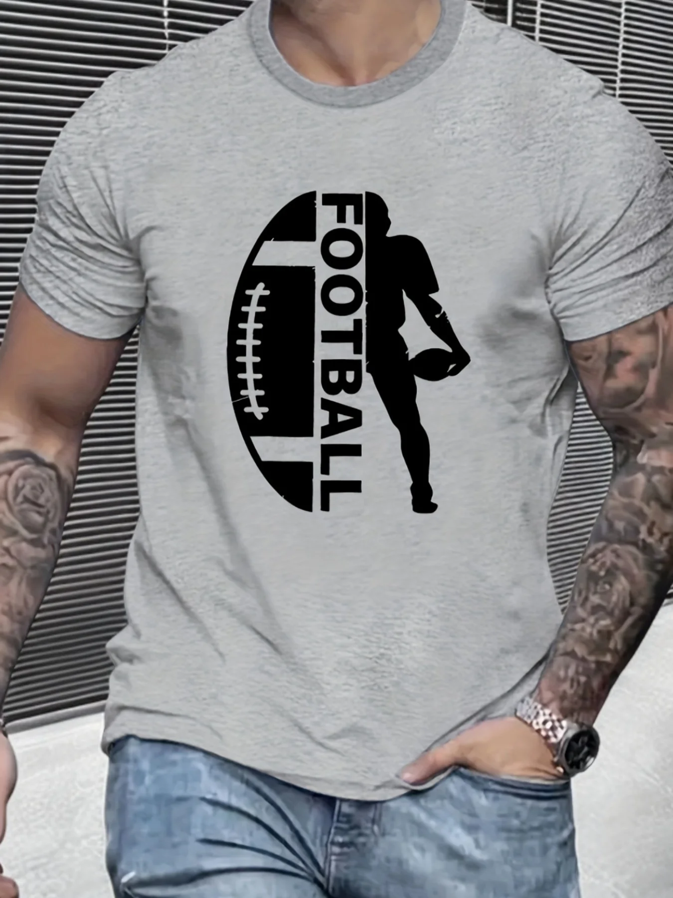 Rugby Print T Shirt, Tees for Men, Casual Short Sleeve T-shirt for Summer