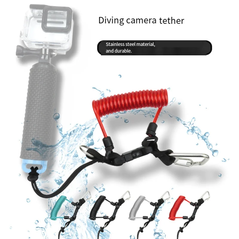 

XSXS-4PCS Durable Scuba Camera Coil Lanyards For Diving, Underwater Housing, And Torch Spiral With Ring