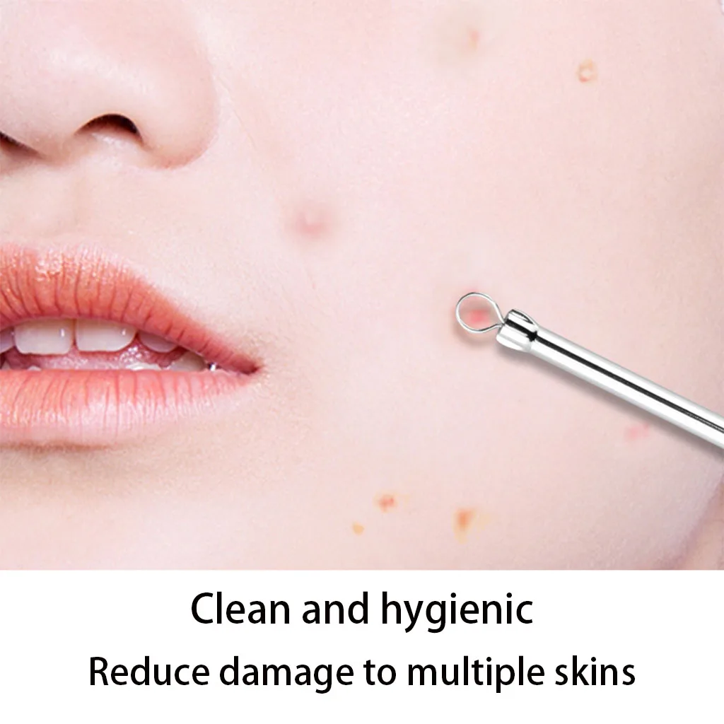 مجموعة إبر البثور المصنوعة من الفولاذ المقاوم للصدأ (4 قطع) لإزالة الرؤوس السوداء والرؤوس البيضاء، استخلاص السيست مناسب للدهنية والخفيفة #5