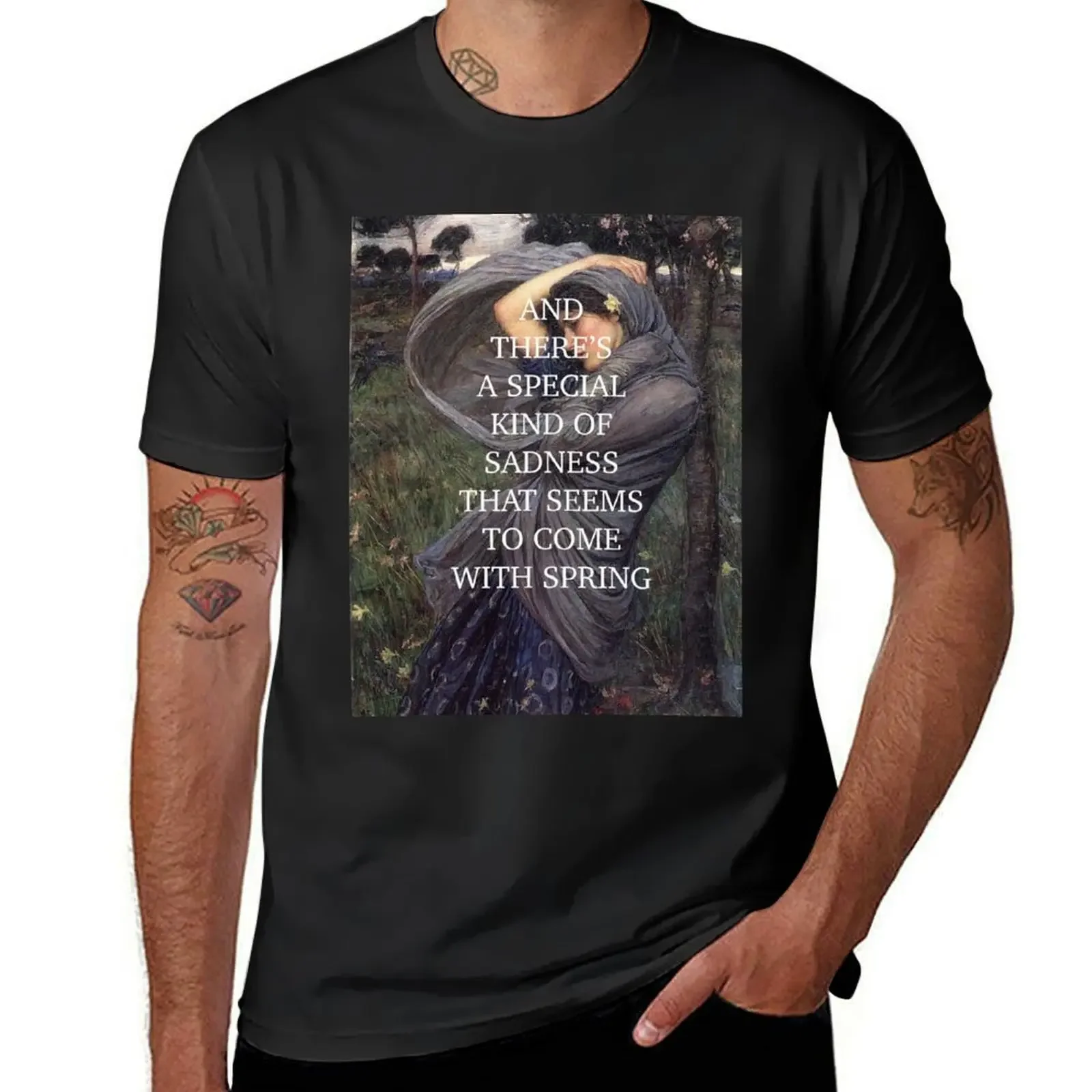 boreas by john william waterhouse T-Shirt graphics vintage clothes mens workout shirts