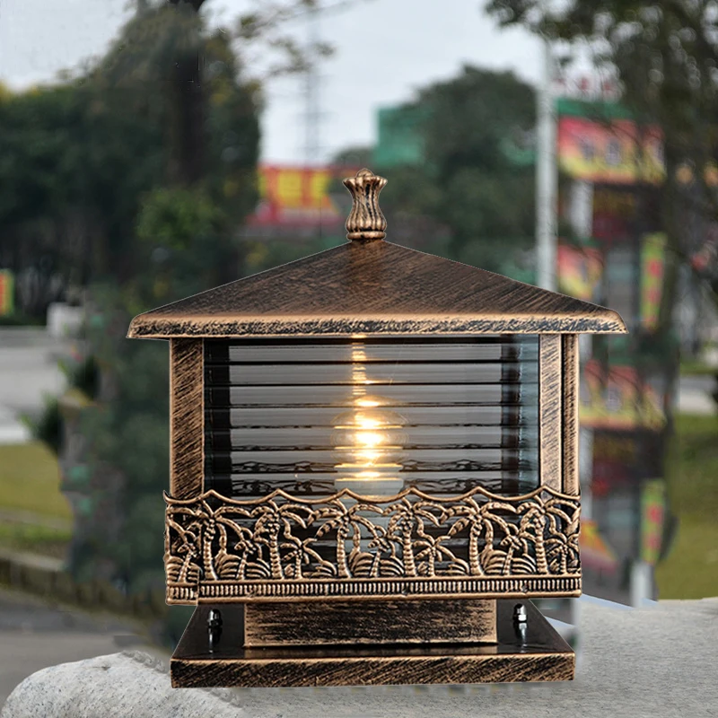 Outdoor Wall Lights Browm Pillar Lamp Garden Gate Wall Sconce Walkway Wall Lights Home Outside Wall Light Include Bulb