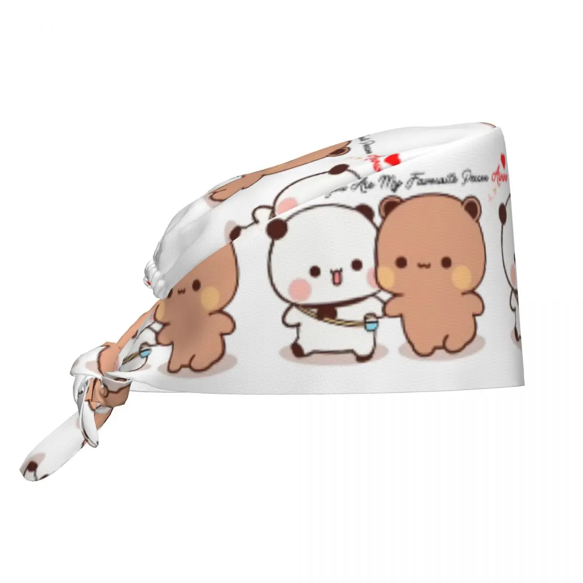 Bubu Dudu Panda And Brownie Bear Couple Scrubs Cap Surgical Hats Men Women Operating Room Cap Operator Hats Lab Works Hat