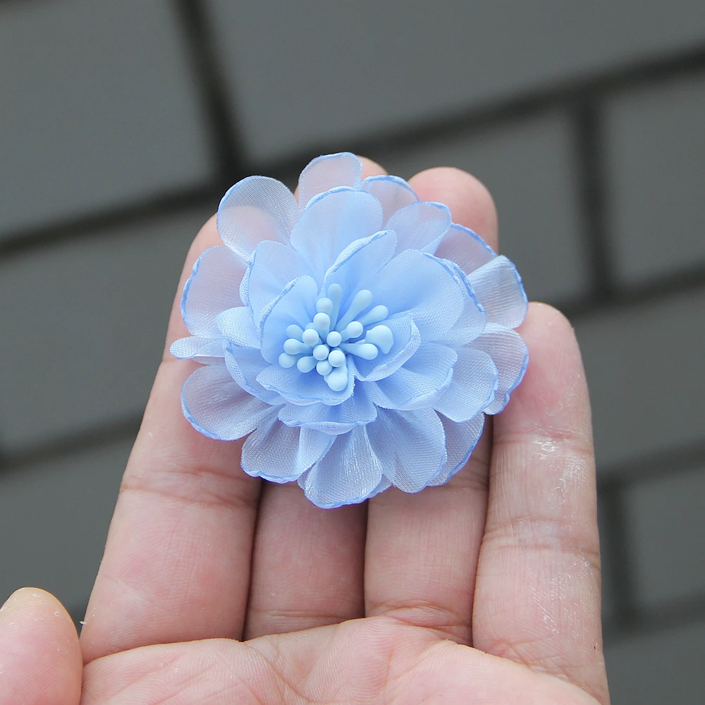 5cm Artificial Flower Handmade Chiffon Fabric Patch Applique for Hair Clips Clothing Hats Bags DIY Decorative Accessories view 5