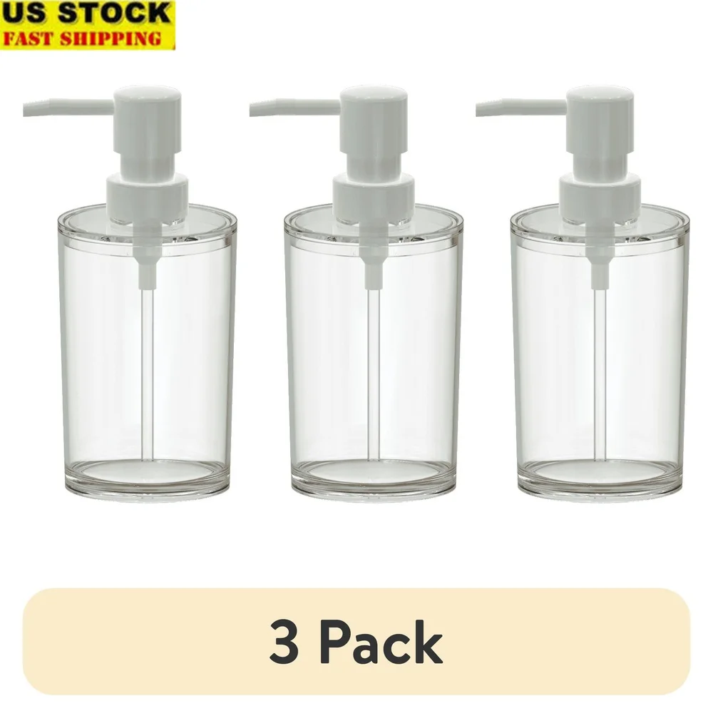 

3 упаковки, прозрачный пластиковый дозатор для жидкого мыла, емкость 12 унций, идеальное мыло для рук, дезинфицирующее средство для рук, домашняя кухня, стирка