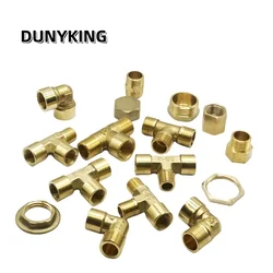 1pcs Brass Pipe Fittings BSP Male Female Thread Straight Elbow 3-Way 4-Way Plug Nut Gasket, Brass Adapter Coupler Connector