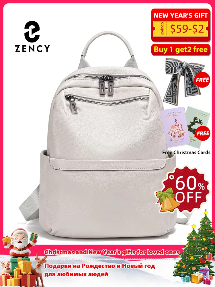 

Zency Soft Genuine Leather Backpack For Women Girls Large Capacity Travel Rucksack Knapsack For Ladies Satchel SchoolBag 2024 Ne