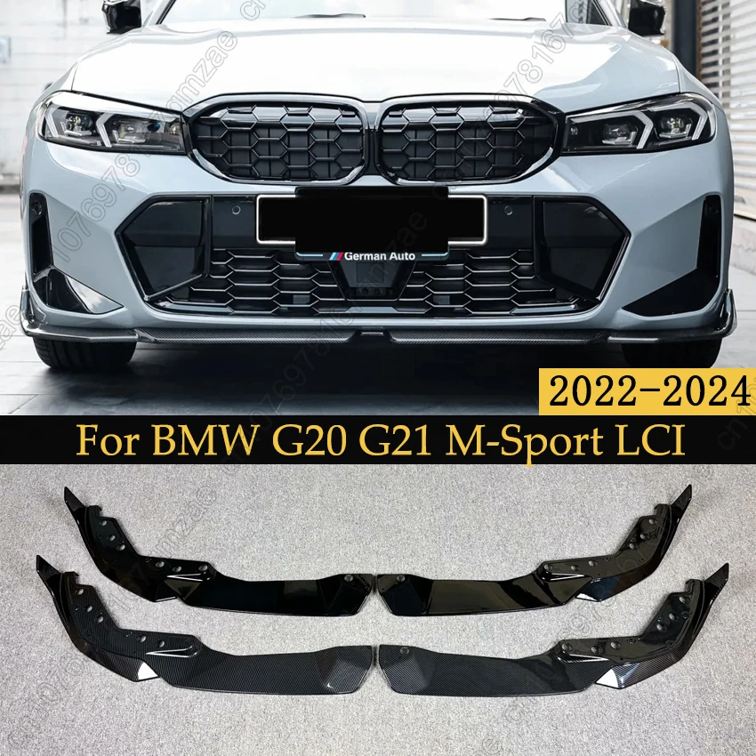 

2Pcs MP Style Front Bumper Splitter Lip For BMW 3 Series G20 G21 M LCI 320i 325i 330i 320d M340i 2022-2024 Carbon Look