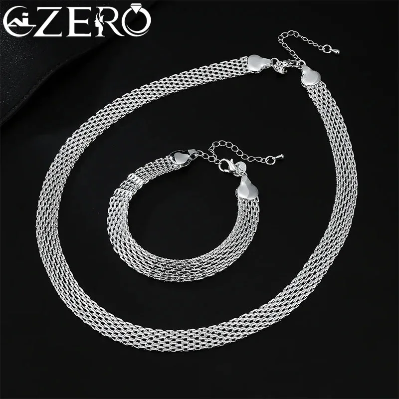 

Original designer 925 sterling silver fine Net chain Bracelets necklaces for women fashion party wedding engagement jewelry sets