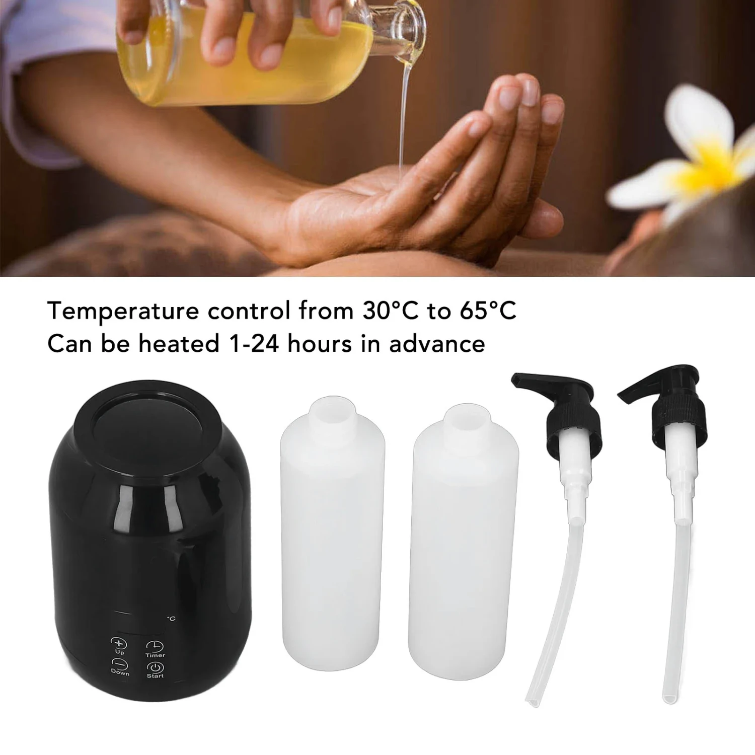 

Massage Oil Warmer Digital Essential Lotion Cream Heater LED Display Bottle Dispenser Salon Spa Massage