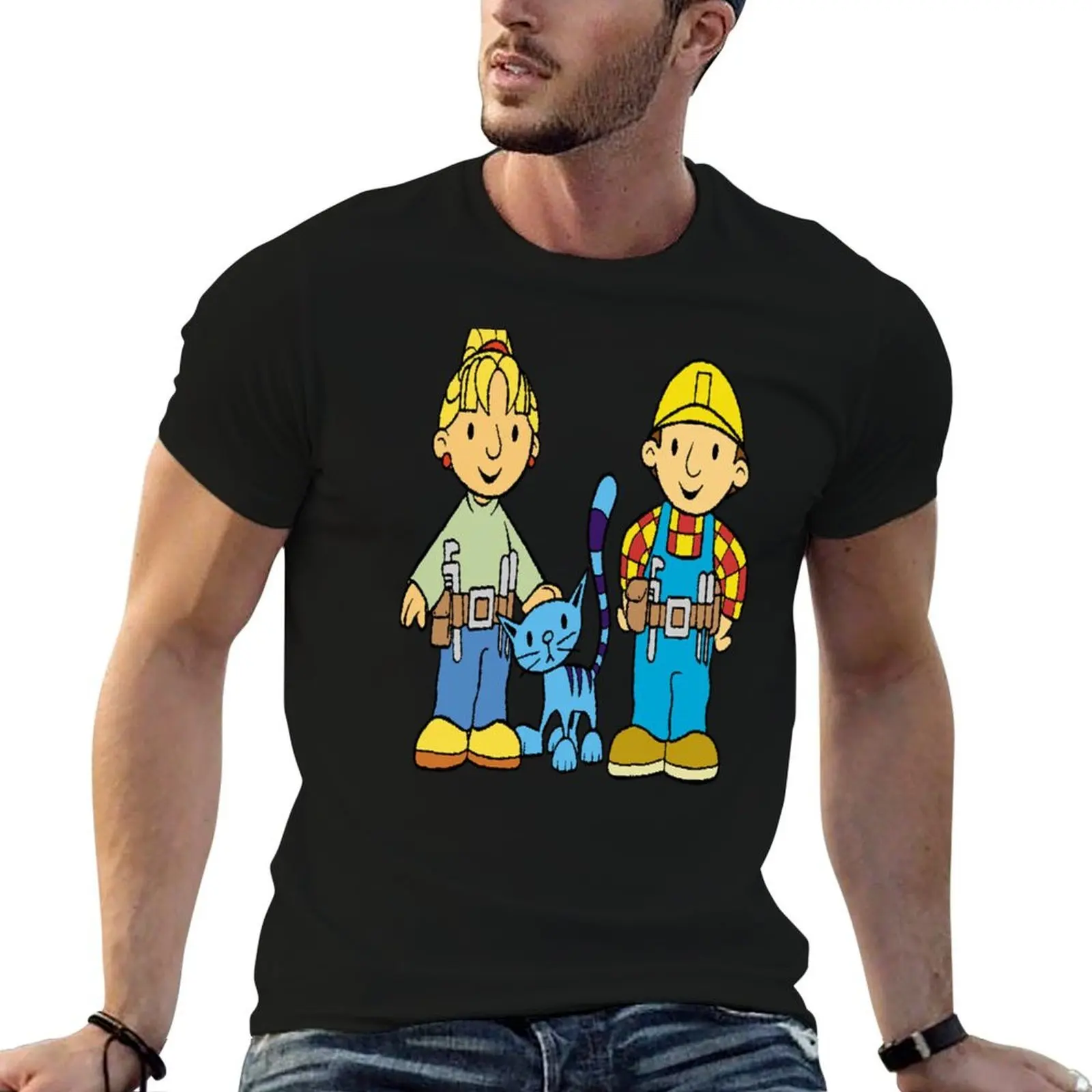 Camiseta de Bob el constructor y sus amigos, camisetas para hombre, camiseta esencial de algodón, camisetas divertidas, camiseta para hombre