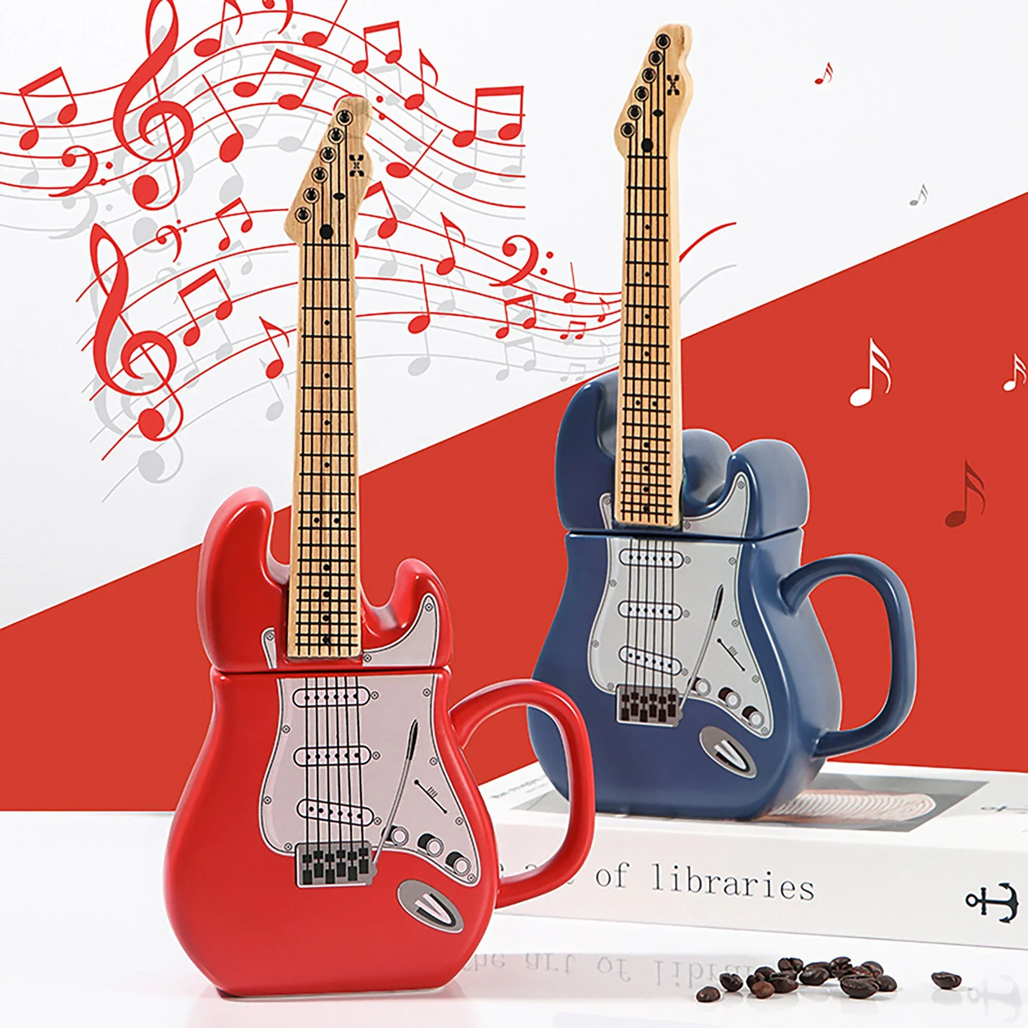 

New Type of Creative Guitar Shape Mug High-capacity Ceramic 450 Cup Novelty Gift