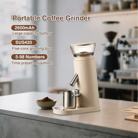 ITOP LDCG200 Coffee Grinder Portable 2600mAH Charging Wireless Grinding 41mm 5 Core Burr 200rpm Grinding Time Setting 5-98s