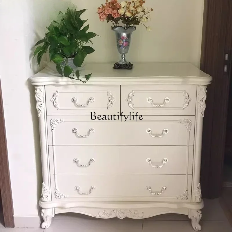 

D25European style wall bedroom storage storage cabinet white living room six chest cabinet multi-function