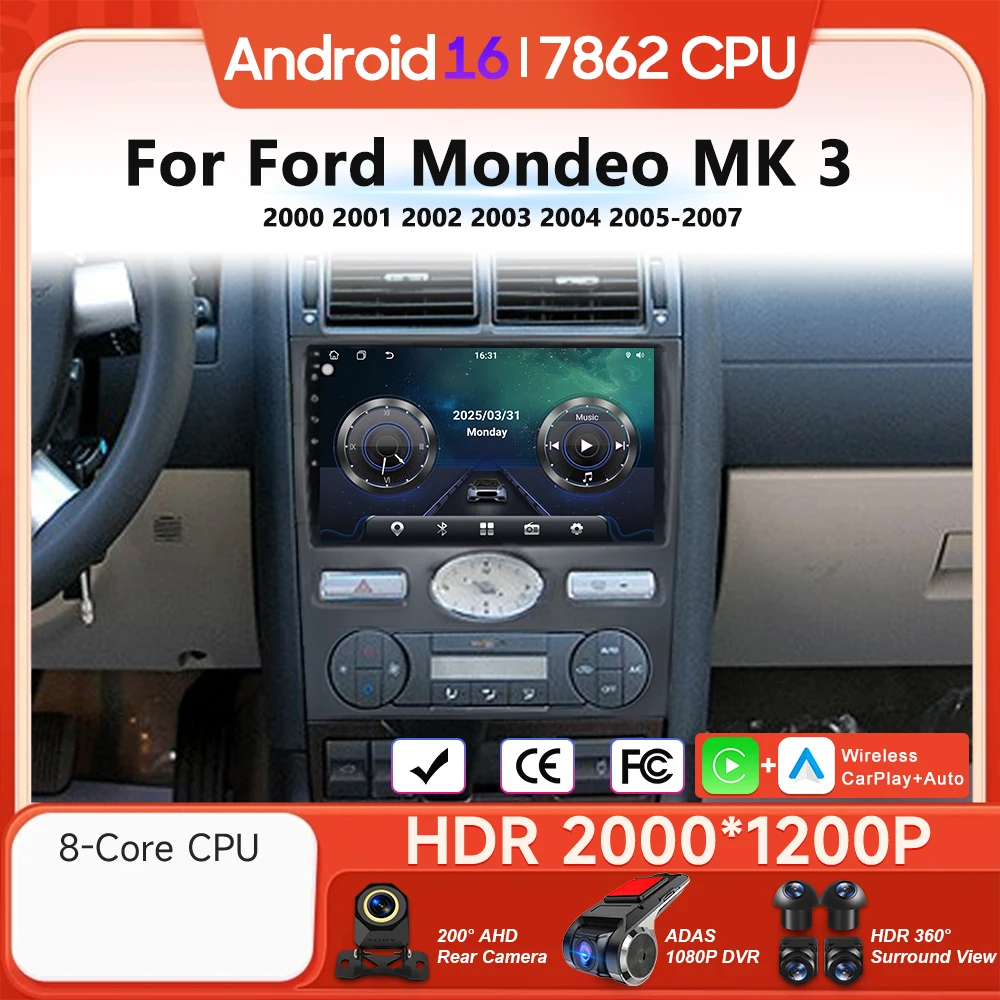 Android For Ford Mondeo MK 3 2000 - 2007 Car Radio Multimedia Player Carplay Navigation Video Stereo Auto Head Unit GPS 2din DSP