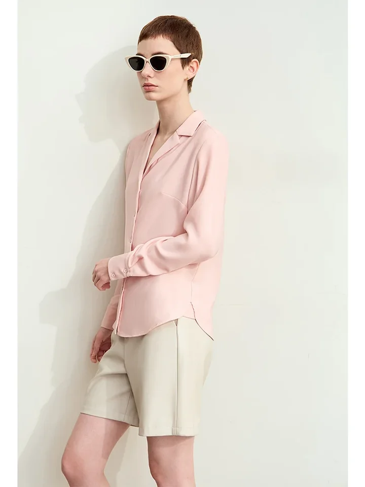 Amii Minimalism Chiffon Shirt for Women 2024 Autumn New Basic