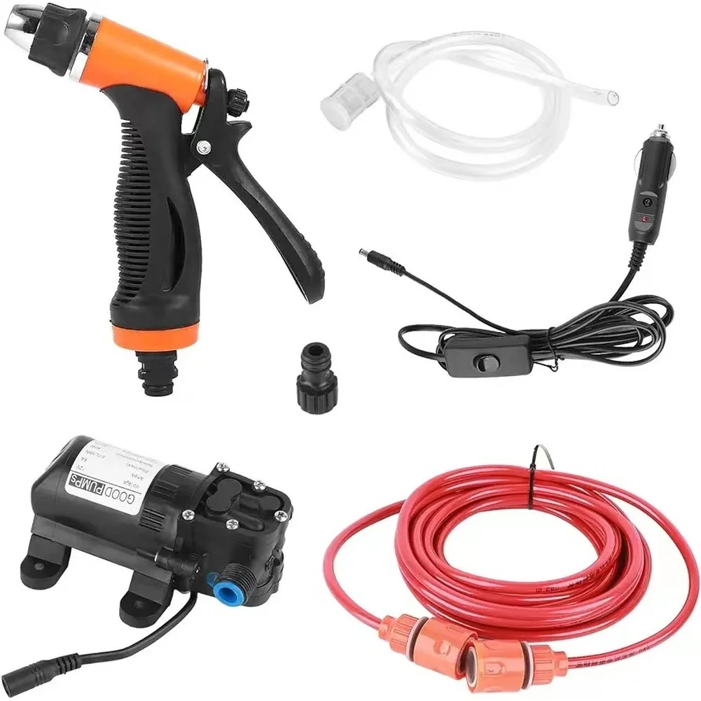 Portable 12V Car Washing Kit Strong Jet Water Sprayer Set Self Priming Water Pump For Automobile Patio Outdoor Areas Cleaning