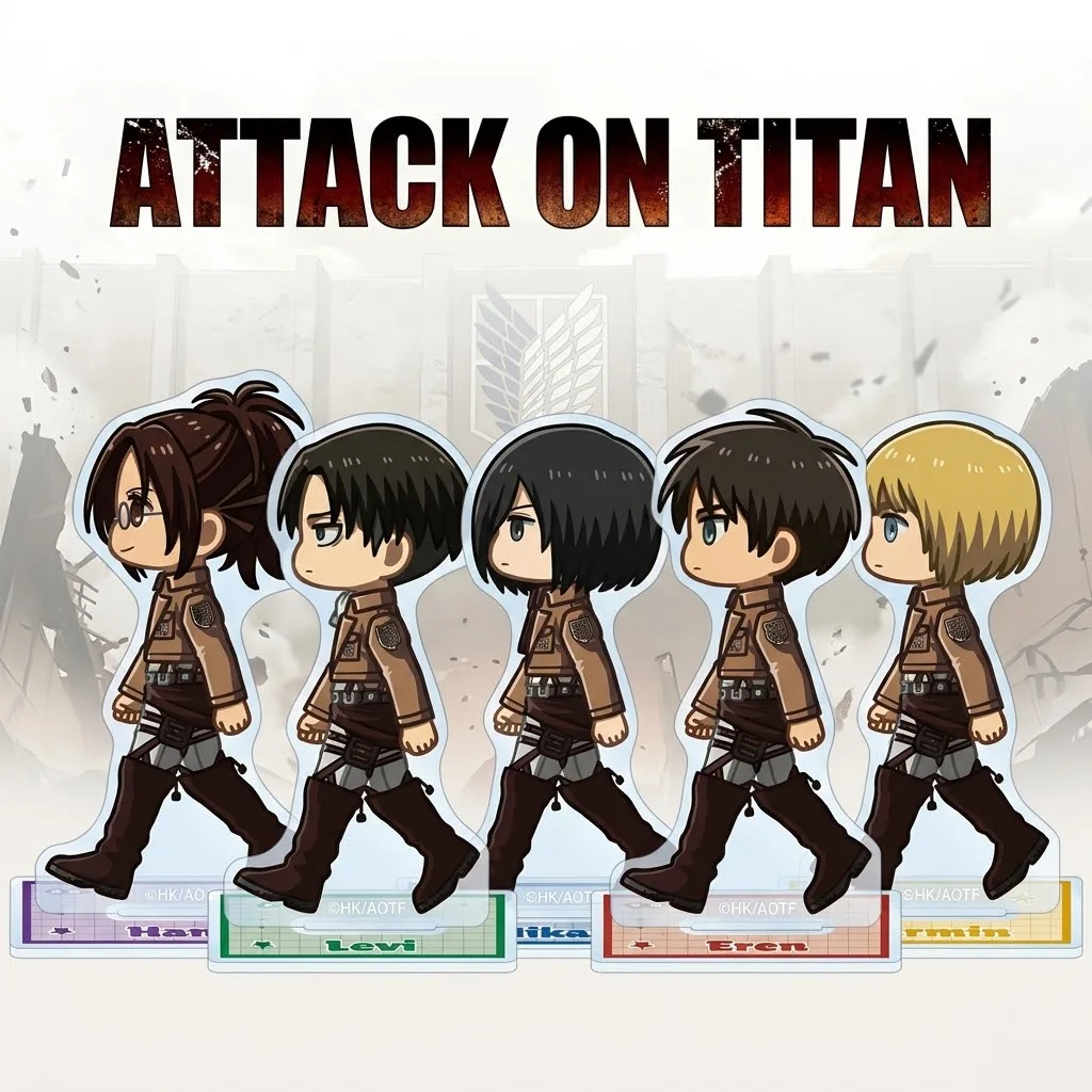 Anime Attack On Titan 10Cm Acrylic Stand Set, Halloween Gift, Eren Yeager Mikasa Ackerman,  Merch For Fan Collection Keychain