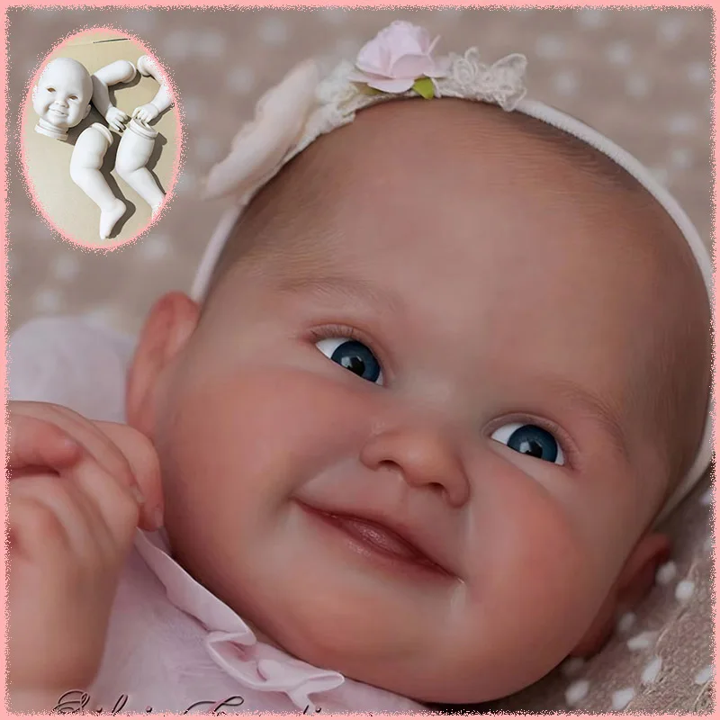 New Popular 19inch Summer Reborn Smile Doll Kit Unpainted Unassembled Fresh color with Cloth Body DIY Doll Parts for Artists