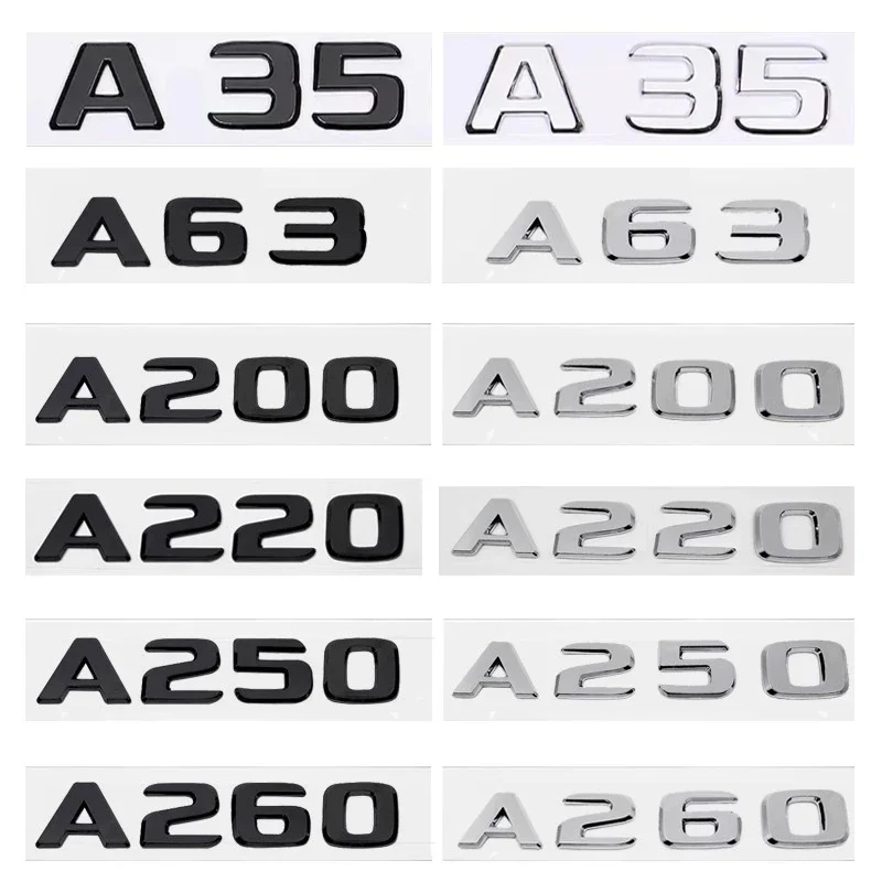

Car Trunk Letters Logo Emblem Badge Decals Sticker For Mercedes Benz A Class A35 A45 A200 A220 A250 A260 4Matic W169 W176 W177