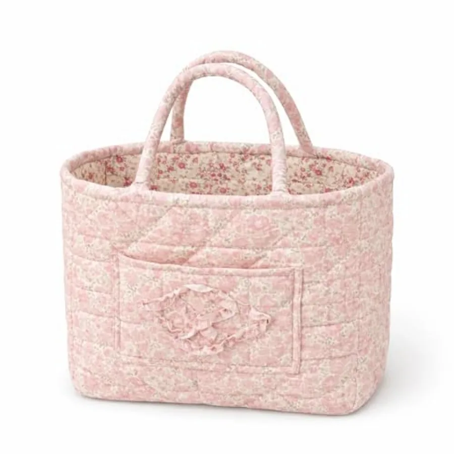 

Car Storage Basket, Quilted Fabric Storage Baskets with Handles, Quilted Laundry Basket Boho Floral Print Organizer Bin, Foldab