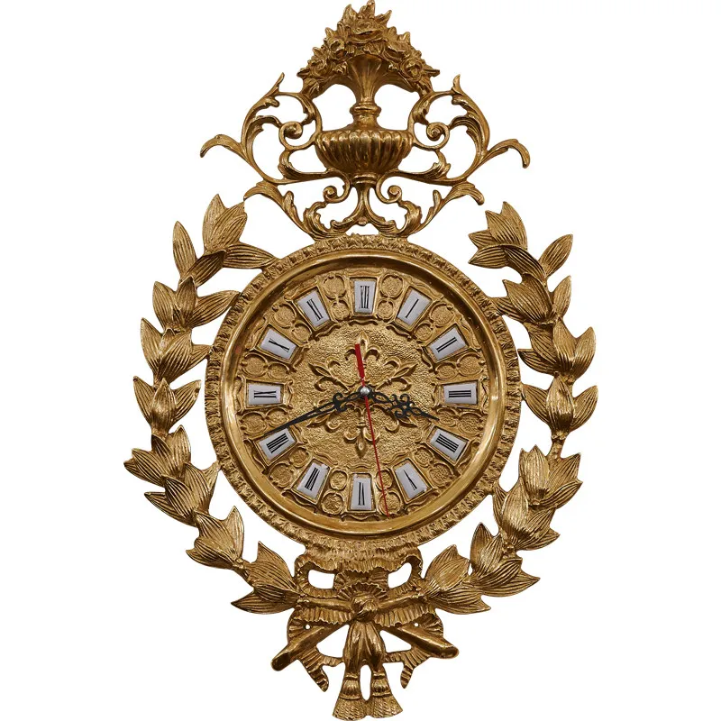 Carved All-copper Decorative Wall Clock Craft Clock European-style Villa Living Room Dining Room Wall Clock