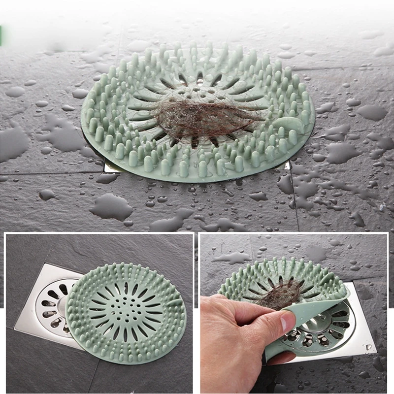 Silicone Anti-bloqueio Floor Drain Cover Plug, filtro de água, apanhador de cabelo, cortiça, cozinha, banheiro, pia, cortiça