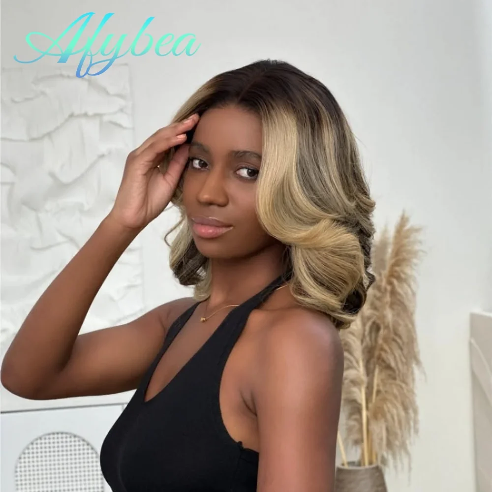 

Blonde Highlight Layered Cut Bob 5x5 Lace Closure Wig Glueless Human Hair Wig Realistic Scalp Brazilian Straight Bob Lace Wigs