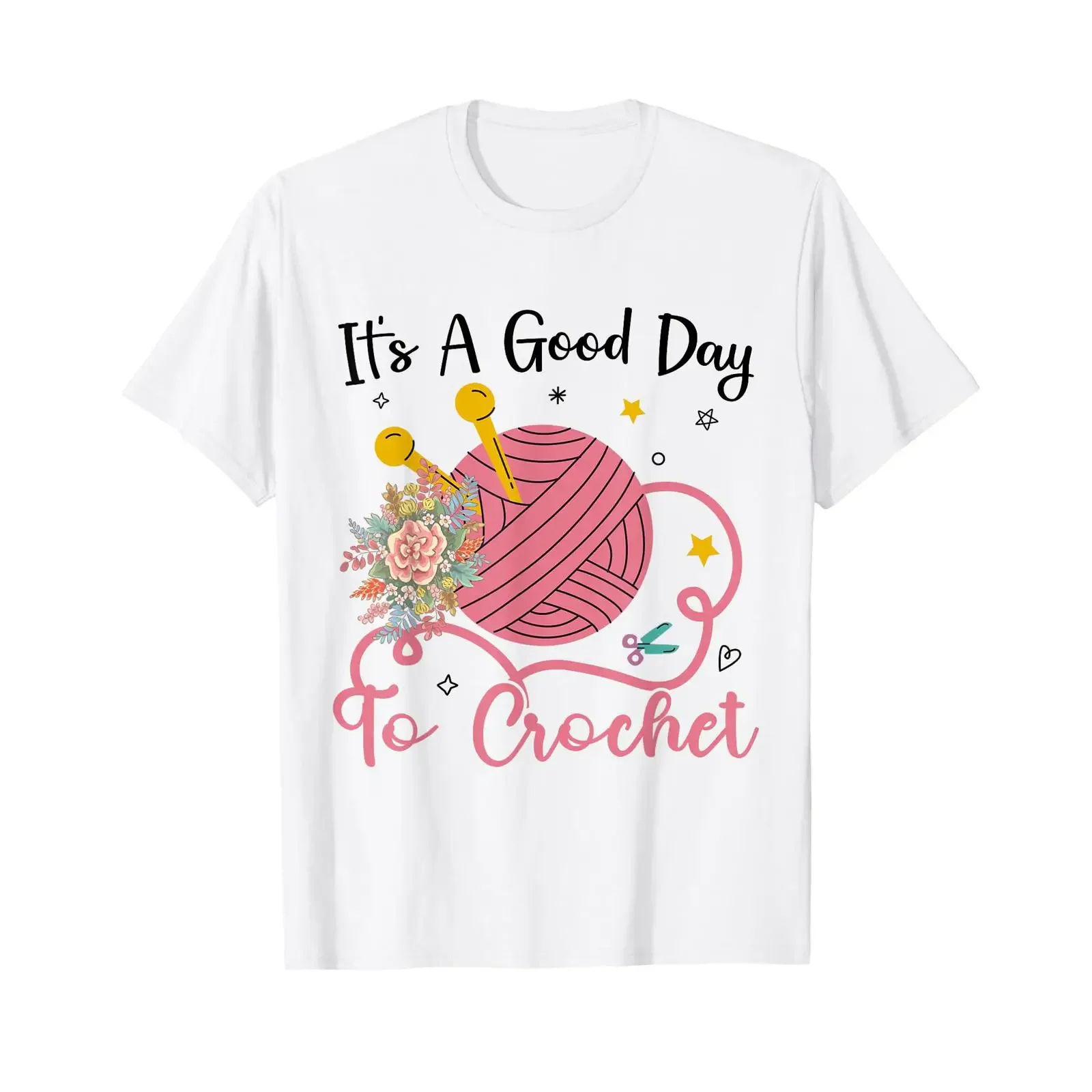 Its A Good Day to Crochet Mom Funny Lovers Crocheter T Shirt vintage Washed Top For Everyday Wear graphic Breathable
