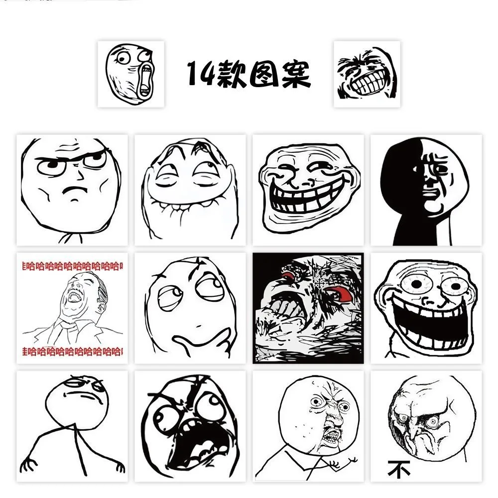 500Pcs/roll Funny Rage Comic TrollFace Stickers Abstract Face Meme Stickers for Laptop Water Bottle Luggage DIY Decor