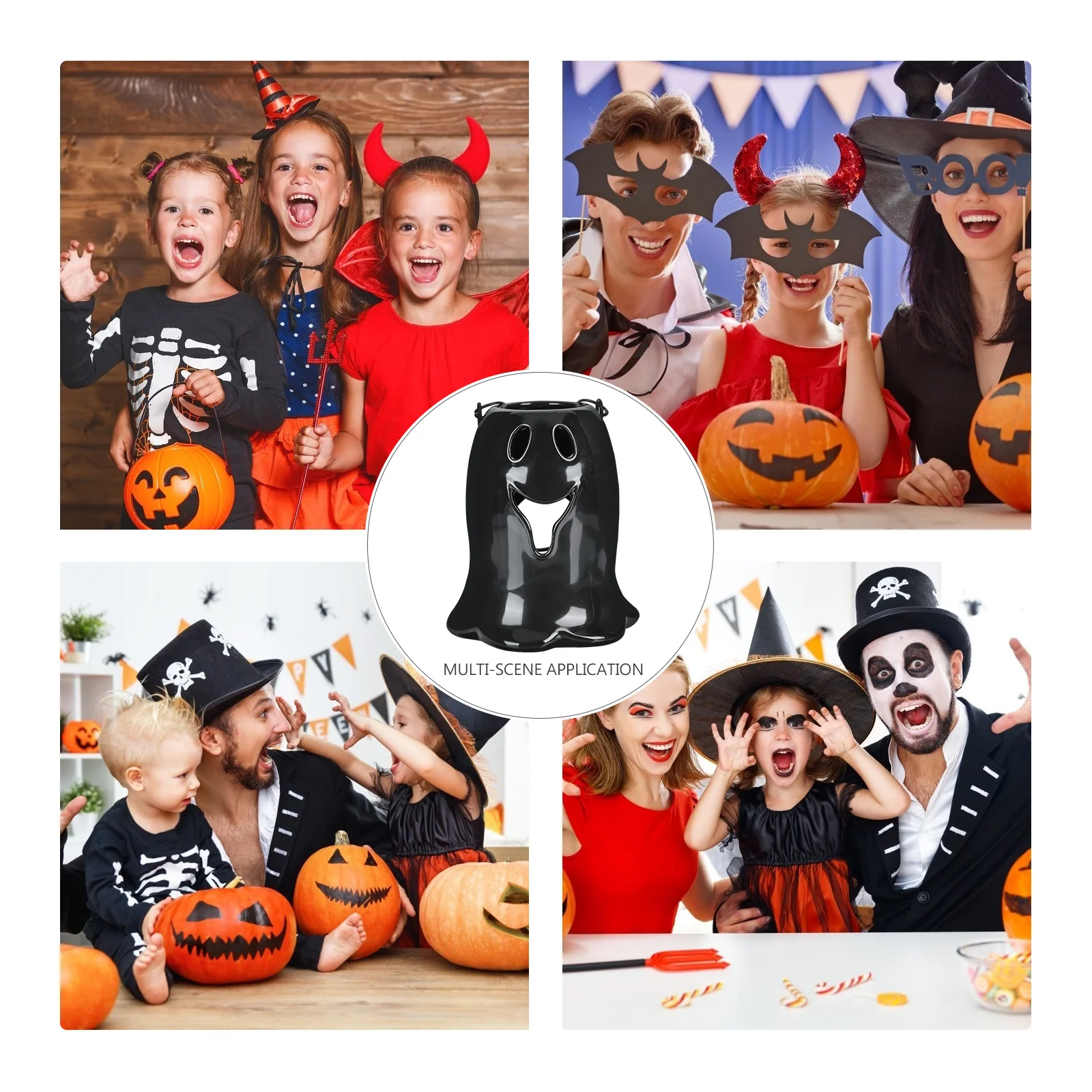 

1Pcs Halloween Ceramic Hollow Candleholder High Temperature Resistant Decorative Candlestick for Halloween Festival Party