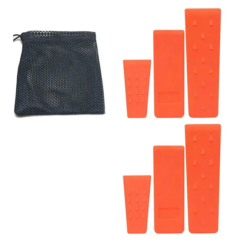 6 Pc Tree Felling Wedges With Spikes For Safe Tree Cutting-2 Each Of 10 Inch,8 Inch And 6 Inch Wedges With Storage Bag-A57M