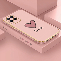 Fashion Electroplated Love Heart Phone Case For OPPO Realme 8 6 3 9 10 Pro Plus 8i 9i 5i 5s 6s Soft Silicone Shockproof Cover